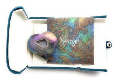 | Sorry Apology Greeting Card | Electroplated Natural Agate | Sincere Heartfe...