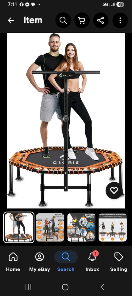 CLORIS 38-Inch Folding Trampoline Mini Rebounder Suitable for Indoor and Outd... - Image 4 of 4