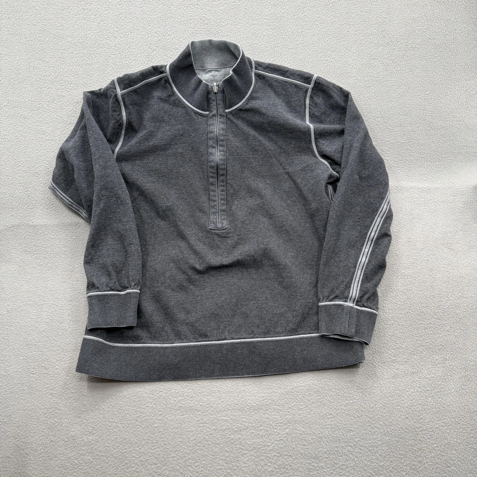 Tommy Bahama Sweatshirt Mens Large Gray Contrast Stitch Pullover Mock Neck Soft