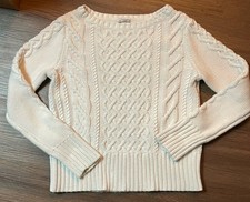 Gap Cable Knit Sweater Medium Women's White OC Cable Crew Milk 100 Cotton