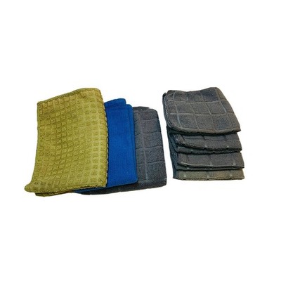 Kitchen Dish Rags Towels Lot of 7 Gray Blue Green Scrub Net Quick Dry Microfiber
