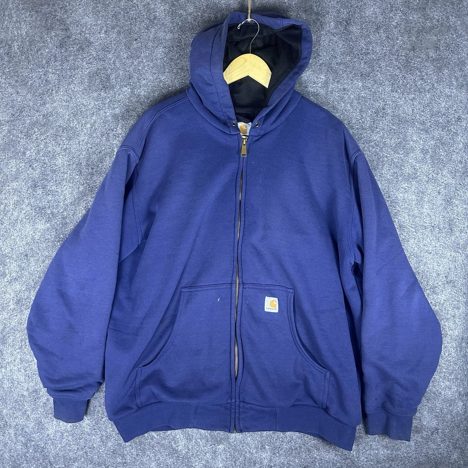 Vintage Carhartt Hoodie Sweatshirt Men's XL Thermal Lined Blue Full Zip J149 NVY