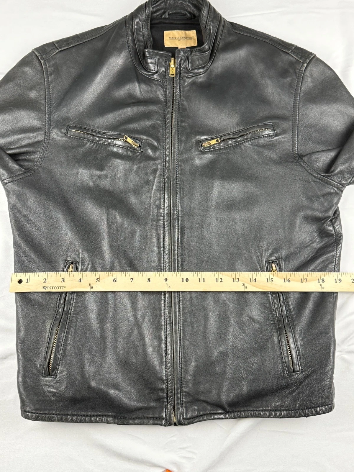 Levis Made and Crafted Black Sheepskin Leather Moto Jacket-Made in Italy Sml/Med - product detail image 8