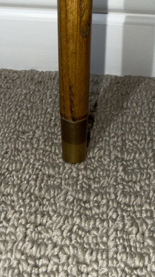 Antiguo bastón vintage WS pesado LATÓN MACIZO mango superior caña roble 35" Foto 3 de 4