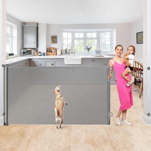 WOMHOM 31" TALL X 115" WIDE RETRACTABLE BABY GATES - GRAY - Scratch & Dent