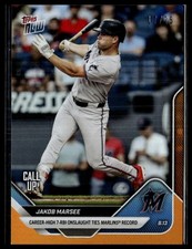 2025 Topps Now 556 Jakob Marsee Miami Marlins Call Up RC 7 RBI Orange 17/25