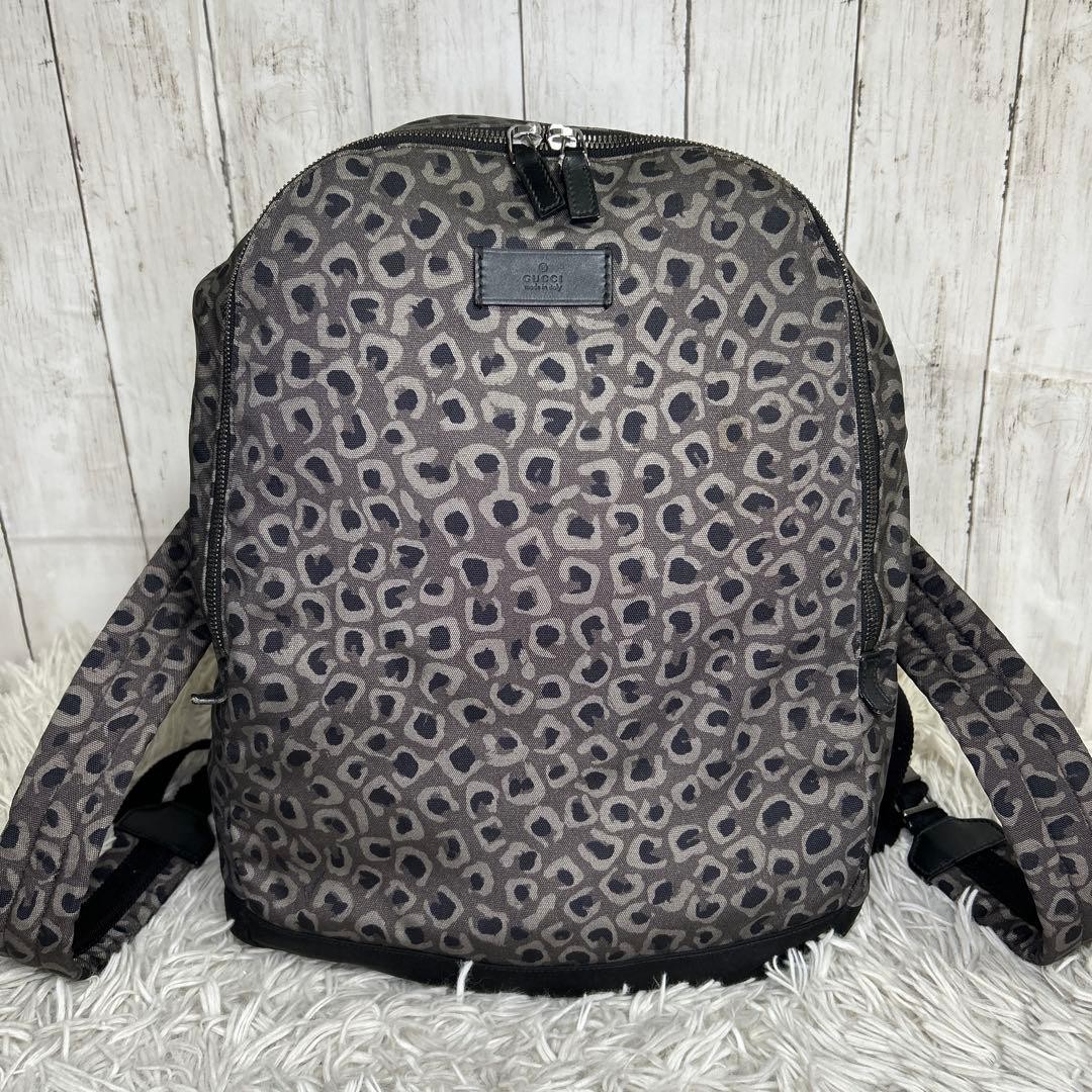Gucci Nylon Leopard Print Backpack Large Capacity… - image 2