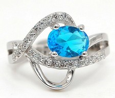 1CT Blue Topaz  Topaz 925 Solid Sterling Silver Ring Jewelry Sz 8 NB2-4