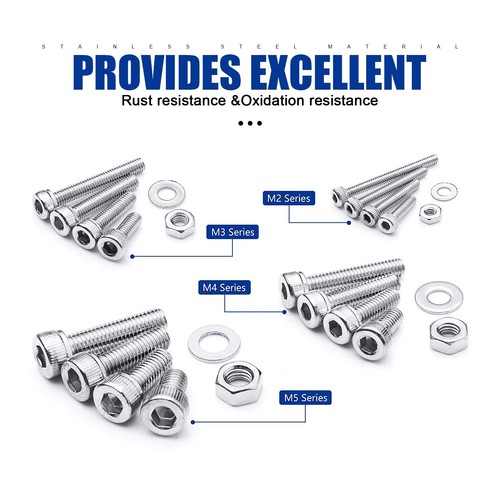 880 Pcs Screw Nuts and Bolts Assortment Kit, M2 M3 M4 M5 Metric Bolts and Nut... - Picture 4 of 9