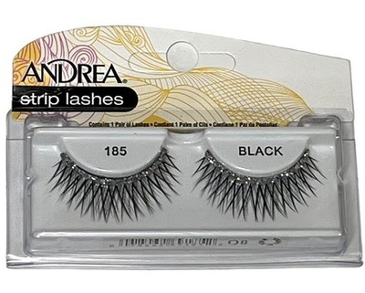 Andrea Strip Lashes Style 185 Black Silver Glitter Accent New