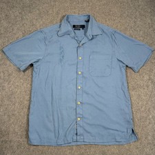Nat Nast Luxury Blue Silk American Fit Button Down Shirt Men's Size Medium