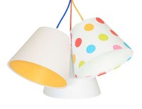 Kinderlampe Weiß Bunt Punkte 3X E27 Pendelleuchte Kinder MäDchen Jungen Samy
