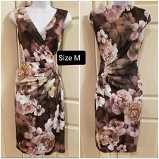 Women's Fashion Bodycon Dress Kneelength Sleeveless Stretchy Floral M New