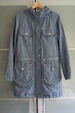 Clements Ribeiro Blue Hooded Showerproof Coat Mac Parka Raincoat Size S 6 8 10