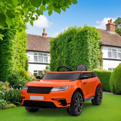 Elektrisches Aufsitzauto für Kinder mit Fernbedienung, LED mit Licht & Musik, orange