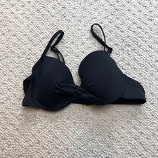 Stylish Swimwear Bikini Top Womens Small Black Nylon Stretch Solid Swim Beach
