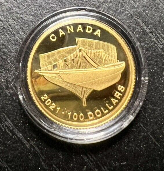 2021 $100 GOLD COIN 100th ANNIVERSARY OF BLUENOSE FROM RCM - ONLY 2000 ...
