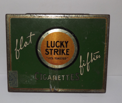 Vintage Lucky Strikes Flat Fifties Cigarette Empty Tin