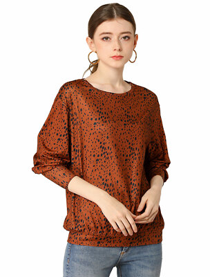 Damen Rundhals Langarm Leopardenprint Spitze