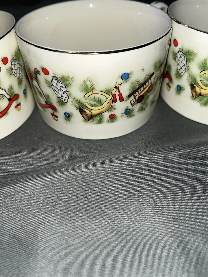 MARINE FOUNDATION Toys For Tots Tea Cups W/ Gold Trim Lot of 4 Christmas Theme - Image 4 of 4
