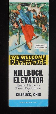1950s Killbuck Elevator Grain Farm Equipment Killbuck OH Holmes Co Matchbook