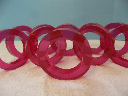 (6) VTG NOS FUSCHIA & CRANBERRY Lucite Acrylic Bangles Bracelets Estee Lauder - Picture 7 of 7