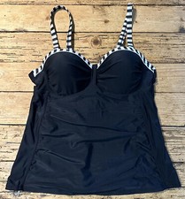 Yonique Women s Size XL Black Tankini Top W/removable Straps NWT