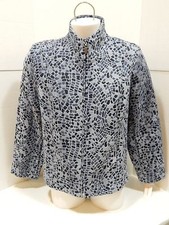 Dressbarn Blazer Jacket Blue Print Full Zip SIZE XL NWT