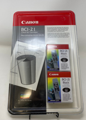 2 Genuine Canon BCI-21 Black Bubble Jet Cartridges Ink Jet Printers