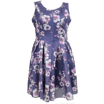 torrid purple floral dress Torrid PLUS Size 14 Purple Floral Pleated Sleeveless Skater Fit & Flare  Dress