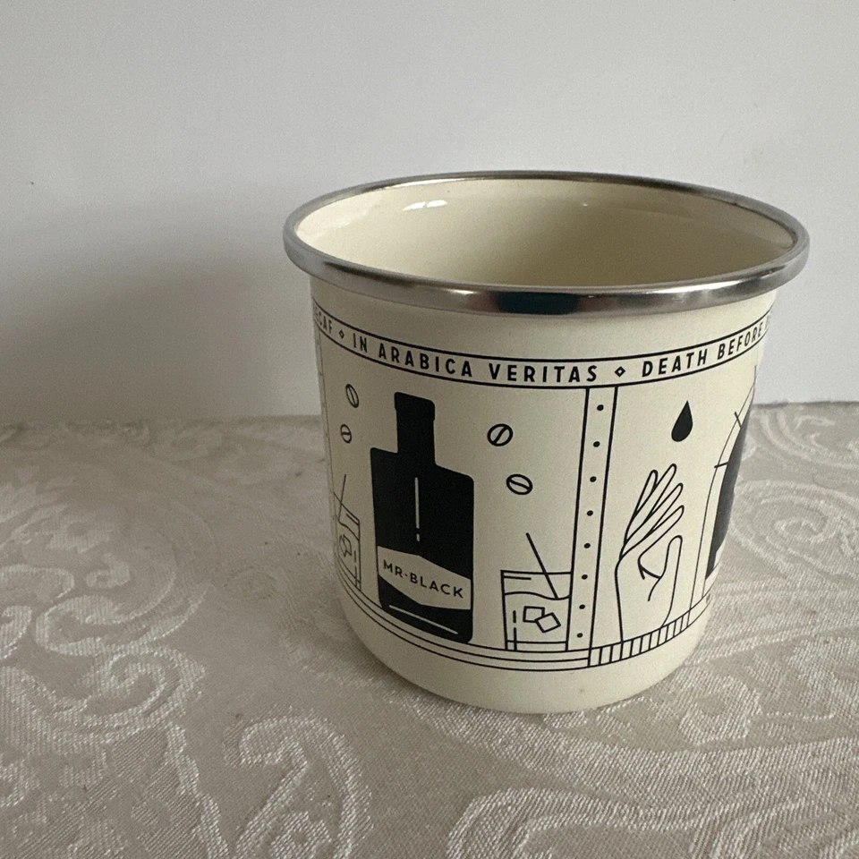 Mr. Black In Arábica Veritas - Taza de café de metal esmaltado Death Before Decafeine Foto 2 de 4