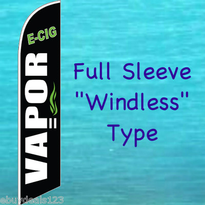 VAPOR E-CIG WINDLESS FEATHER FLAG Tall Curved Top Banner Advertising Sign Vape