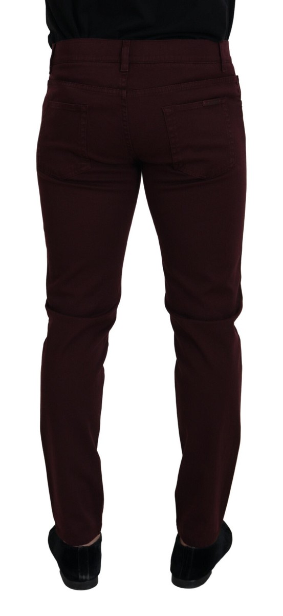 DOLCE & GABBANA Jeans Bordeaux Cotton Stretch GOLD Denim