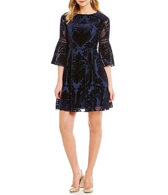 bell sleeve fit & flare dress