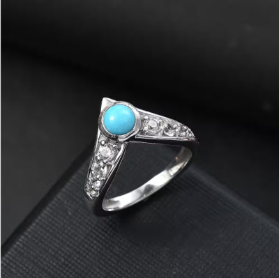 Arizona Dornröschen Türkis und Zirkon Ring in Rhodium über Sterlingsilber