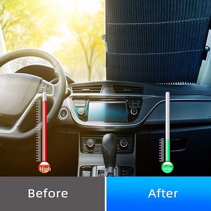 Retractable Windshield Sun Shade for Car, Large Sun Visor Protector