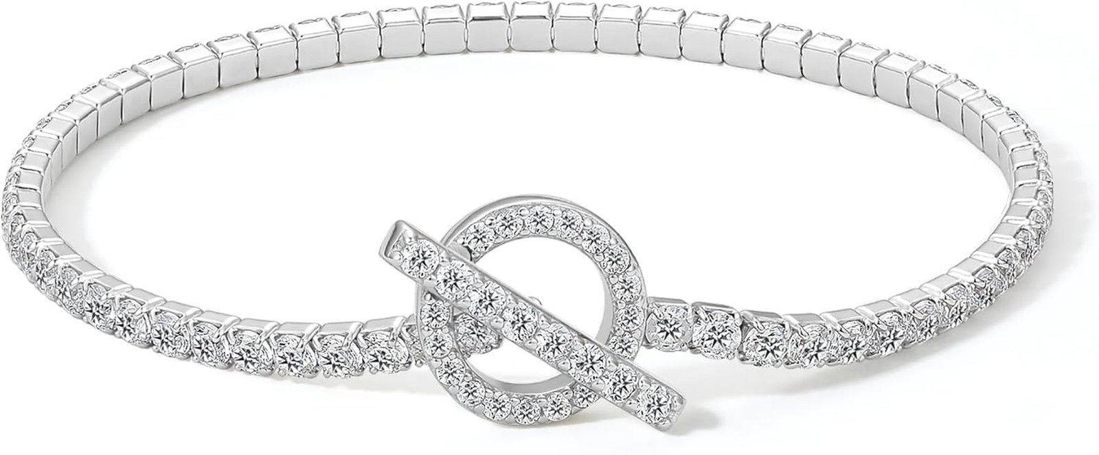 Tennis Bracelet Cubic Zirconia Toggle Bracelet Silver Bracelets for Women