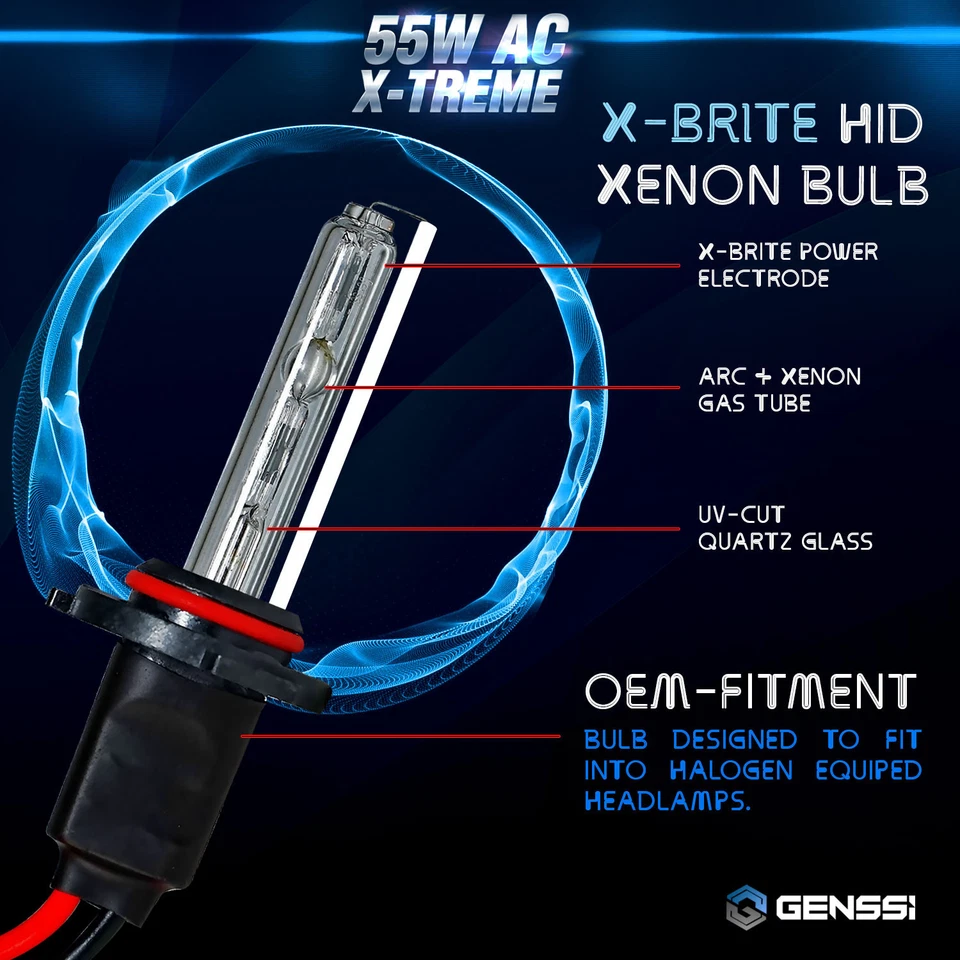 Genssi AC 55w HID Kit H4 H7 H11 H13 9003 9005 9006 9007 6000k Hi Lo Bi Xenon - Image 4 of 4