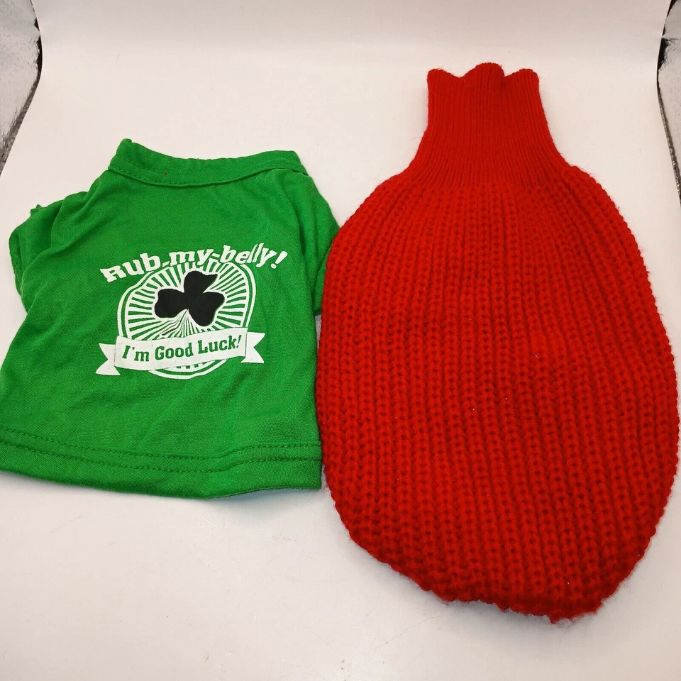 Лот из 3 маленький или XS собаки топы свитера St Patrick's день футболка + шляпа и шарф - Изображение 4 из 4