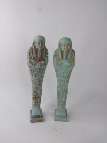 RARE ANTIQUE ANCIENT EGYPTIAN 2 Ushabti Work as Servant Minions Statue 1721 Bc - Picture 1 of 7