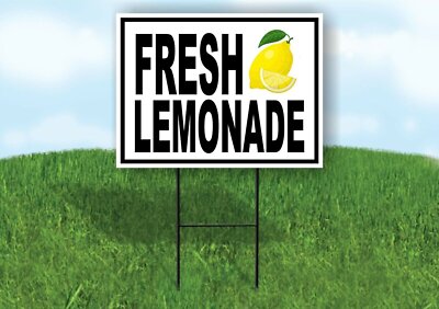 FRESH  LEMONADE BLACK BORDER Yard Sign Road with Stand LAWN SIGN
