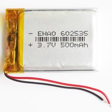 3.7V 500mAh 602535 Rechargeable Battery Lipo Li Polymer For Mp3 GPS Camera DVD