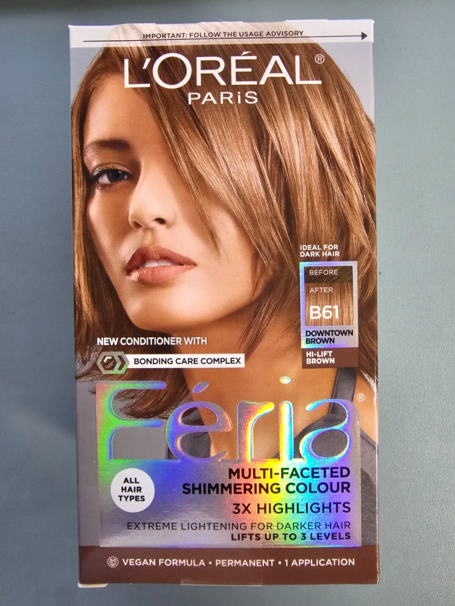 3 PACK L'Oreal Feria Shimmering Permanent Hair Color, B61