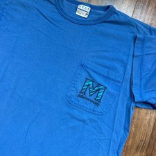 Vintage 90s Microsoft Pocket T Shirt Redmond Medium Blue USA