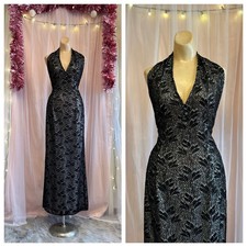 Vintage 90s Y2K Black Silver Shimmer Maxi Dre...