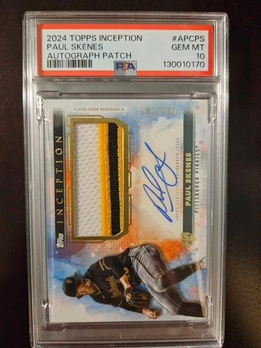 PAUL SKENES - 2024 TOPPS INCEPTION ROOKIE - PLAYER WORN w/ AUTO - LOW POP PSA 10