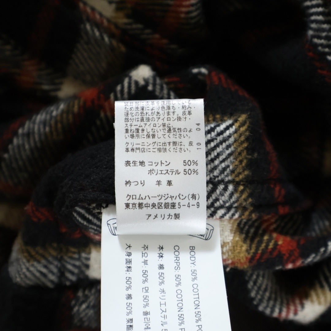 CHROME HEARTS Y NOT WORK DOG Flannel Check Shirt Wine Knot Crossball Button Used thumbnail 8