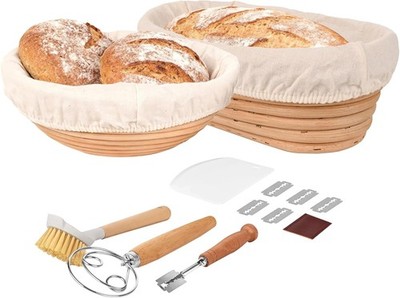 Nixta Bread Proofing Basket Set   6-Piece Sourdough Bread Baking Kit with 9''