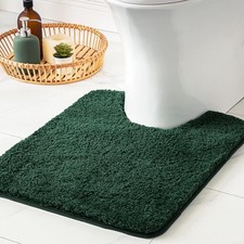 MIULEE Dark Green Microfiber U-Shaped Toilet Bath Mat Rug Non-Slip Thick Absorbe