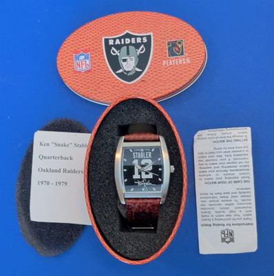  Ken  Snake  Stabler Oakland Raiders NFLPlayers Watch w/ Tin Box & Papers